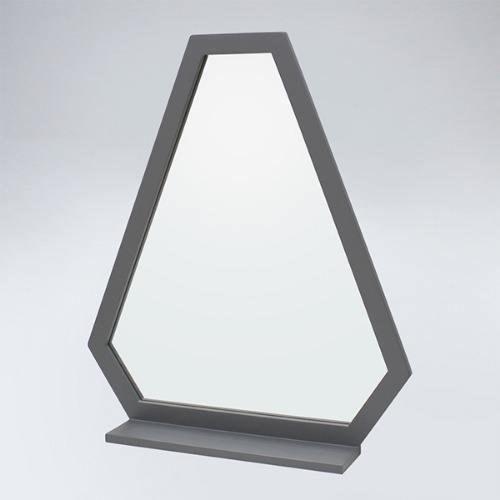트라이앵글 원목 선반형 거울(그레이)